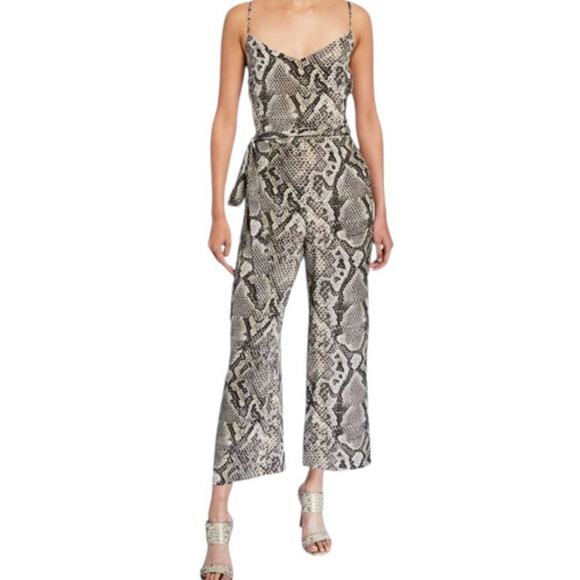 L'AGENCE Jaelyn Size 2 100% Silk Camisole Jumpsuit Blue Black Houndstooth NWT - Picture 1 of 12